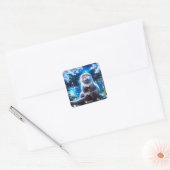 Fantasy Schattige Happy Otter Night Vierkante Sticker (Envelop)