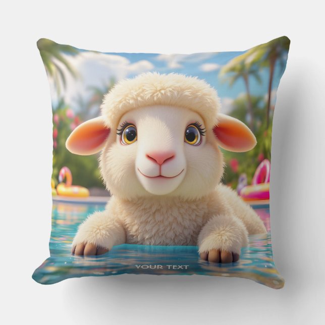Fantasy Schattige Happy Sheep Pool Kussen (Voorkant)
