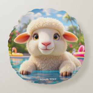 Fantasy Schattige Happy Sheep Pool Rond Kussen