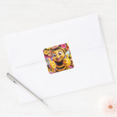Fantasy Schattige Happy Smiling Bee Vierkante Sticker (Envelop)