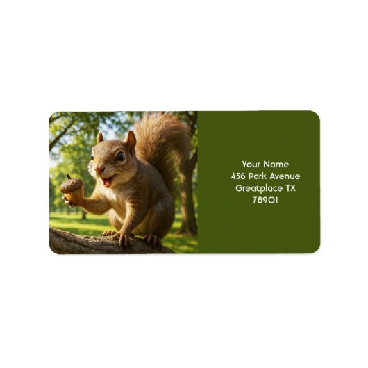 Fantasy Schattige Happy Squirrel Forest Etiket (Voorkant)