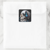Fantasy Schattige Head Blue Butterfly Vierkante Sticker (Tas)