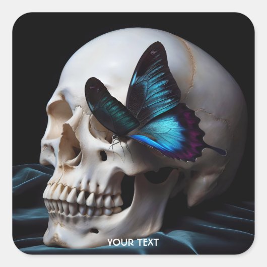 Fantasy Schattige Head Blue Butterfly Vierkante Sticker (Voorkant)