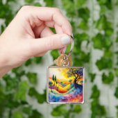 Fantasy Schattige helder levendig landschap Sleutelhanger (Hand)