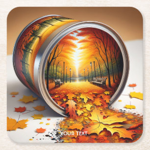 Fantasy Schattige Herfst Tin Forest Kartonnen Onderzetters