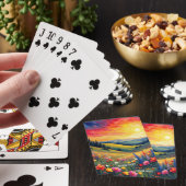 Fantasy Schattige Hills Flowers Sunset Pokerkaarten (Insitu)