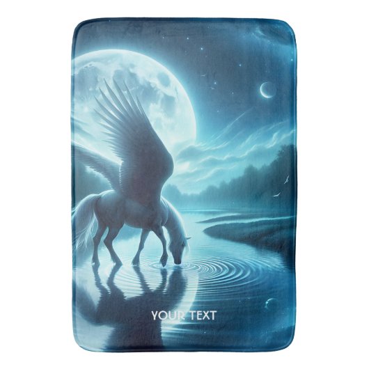 Fantasy Schattige Horse Wings Moon Badmat (Voorkant Verticaal)