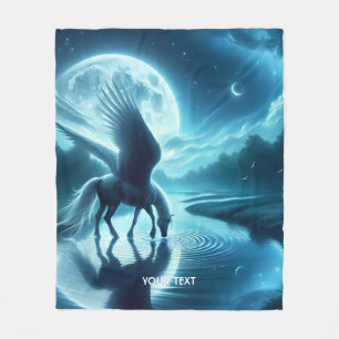 Fantasy Schattige Horse Wings Moon Fleece Deken