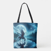 Fantasy Schattige Horse Wings Moon Tote Bag (Achterkant)