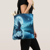 Fantasy Schattige Horse Wings Moon Tote Bag (Dichtbij)