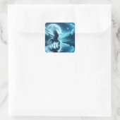 Fantasy Schattige Horse Wings Moon Vierkante Sticker (Tas)