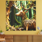 Fantasy Schattige Houten Carving Deer Canvas Afdruk (Insitu (Woonkamer))