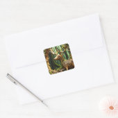 Fantasy Schattige Houten Carving Deer Vierkante Sticker (Envelop)