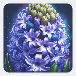 Fantasy Schattige Hyacint Blue Gouache Vierkante Sticker