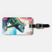 Fantasy Schattige Iguana Flowers Zee Bagagelabel (Voorkant horizontaal)