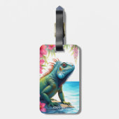Fantasy Schattige Iguana Flowers Zee Bagagelabel (Achterkant verticaal)