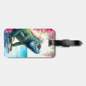 Fantasy Schattige Iguana Flowers Zee Bagagelabel (Achterkant horizontaal)