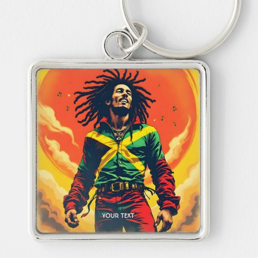Fantasy Schattige Jamaica Vlag Zon Sleutelhanger (Voorkant)
