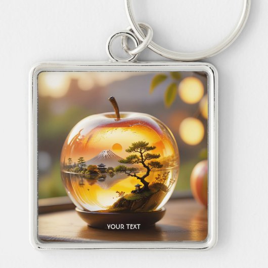 Fantasy Schattige Japans Apple Uitzicht Sleutelhanger (Voorkant)