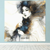 Fantasy Schattige Japans Meisje Cat Canvas Afdruk (Insitu (Houten vloer))