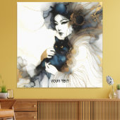 Fantasy Schattige Japans Meisje Cat Canvas Afdruk (Insitu (Woonkamer))