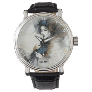 Fantasy Schattige Japans Meisje Cat Horloge