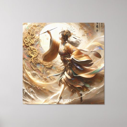 Fantasy Schattige Japans meisje schilderen Canvas Afdruk (Voorkant)