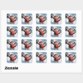 Fantasy Schattige Jongen Sledge Sneeuw Vierkante Sticker (Vel)
