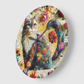Fantasy Schattige kat Glas in lood Grote Klok (Hoek)