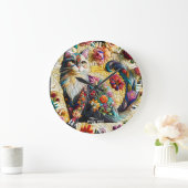 Fantasy Schattige kat Glas in lood Grote Klok (Huis)