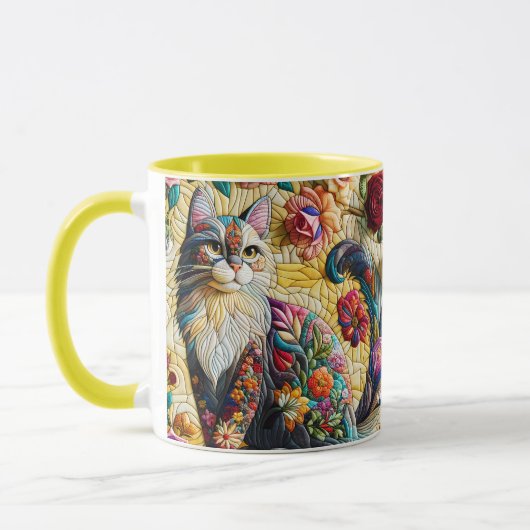 Fantasy Schattige kat Glas in lood Mok (Links)