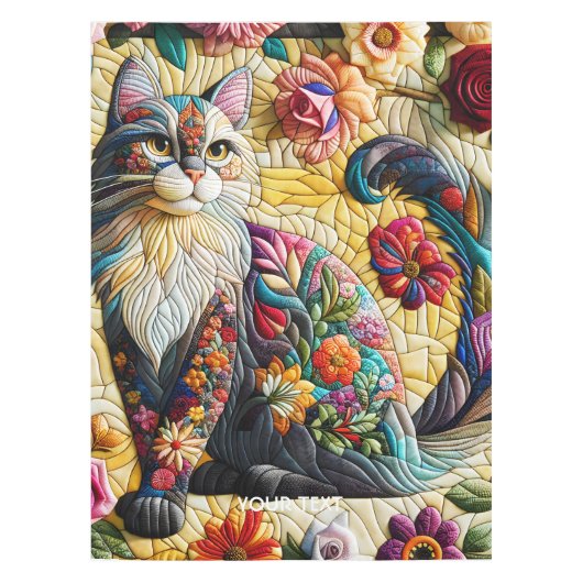 Fantasy Schattige kat Glas in lood Tafelkleed (Voorkant)