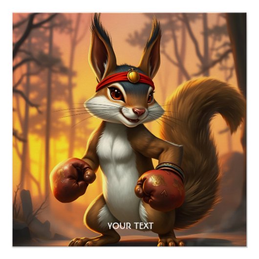 Fantasy Schattige Kickboxer Squirrel Forest Perfect Poster (Voorkant)