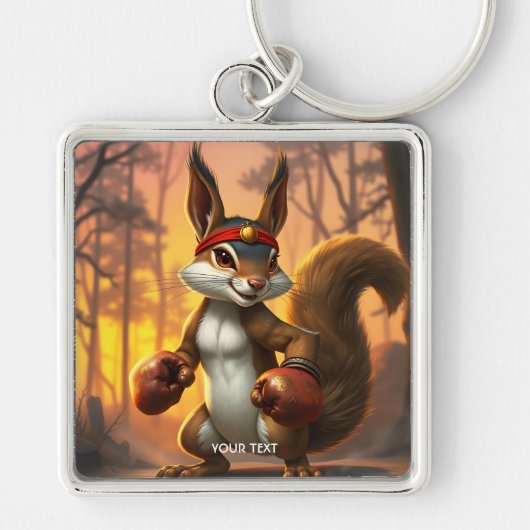 Fantasy Schattige Kickboxer Squirrel Forest Sleutelhanger (Voorkant)