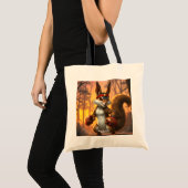 Fantasy Schattige Kickboxer Squirrel Forest Tote Bag (Voorkant (product))