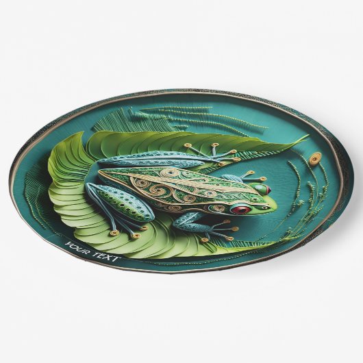 Fantasy Schattige kikkerblaadjes filigraan Papieren Bordje (Gekanteld)