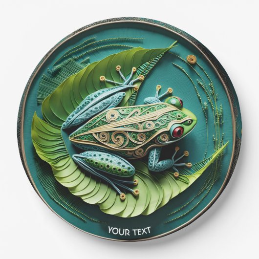 Fantasy Schattige kikkerblaadjes filigraan Papieren Bordje (Voorkant)