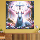 Fantasy Schattige King Deer Flowers Canvas Afdruk (Insitu (Woonkamer))