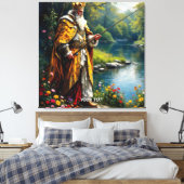 Fantasy Schattige King Gevist in River Canvas Afdruk (Insitu (Slaapkamer))