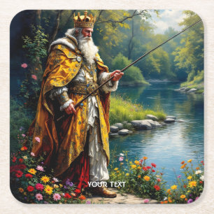 Fantasy Schattige King Gevist in River Kartonnen Onderzetters
