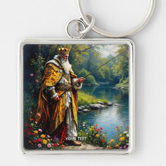 Fantasy Schattige King Gevist in River Sleutelhanger (Voorkant)