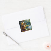 Fantasy Schattige King Gevist in River Vierkante Sticker (Envelop)