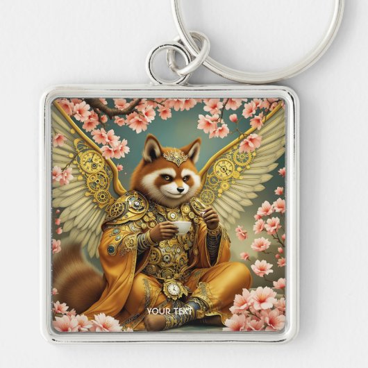 Fantasy Schattige King Tanuki Tea Sleutelhanger (Voorkant)