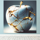 Fantasy Schattige Kintsugi Porcelain Apple Canvas Afdruk (Insitu (Houten vloer))
