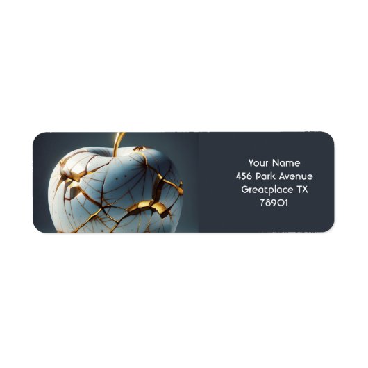 Fantasy Schattige Kintsugi Porcelain Apple Etiket (Voorkant)