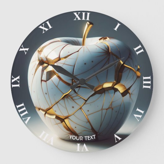 Fantasy Schattige Kintsugi Porcelain Apple Grote Klok (Voorkant)