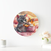 Fantasy Schattige Kitten Hamster Pizza Grote Klok (Huis)