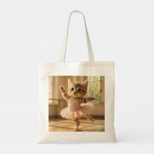 Fantasy Schattige Kitten Kleine Ballerina Tote Bag (Achterkant)