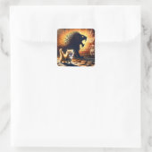 Fantasy Schattige Kitten Lion Shadow Vierkante Sticker (Tas)