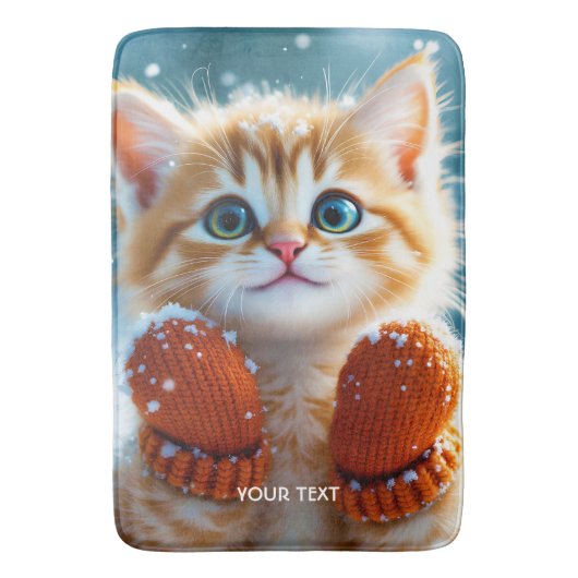 Fantasy Schattige Kitten Mittens Sneeuw Badmat (Voorkant Verticaal)